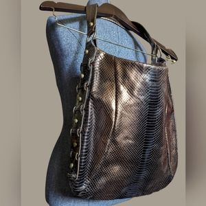 GORGEOUS Python Embossed Shoulder Bag by Donald J Pliner in Bronze EUC